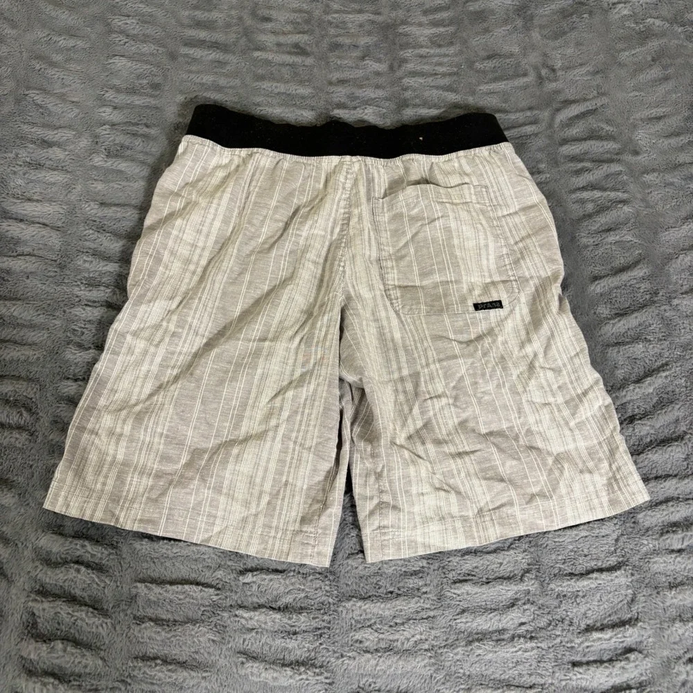prAna Sutra Hemp Blend Striped Yoga Climbing Shorts Gray XS AQ662